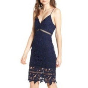 ASTR the Label Lace Bodycon Dress in Navy Peacoat